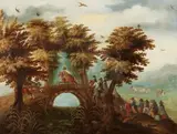 Flemish School circa 1620, Landscape with Cavalry, Oil on panel