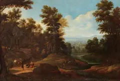 Wooded Landscape with Figures by Flemish School 18th century, Oil on canvas (relined), sold Sep 2016