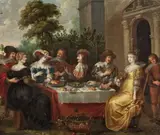 circle of Dirck Hals, Merry Company, Oil on copper, mounted on panel (parquetted)