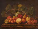 Joannes Hermans, Still Life with Fruit and Vine Leaves, Oil on canvas (relined)
