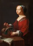 Portrait of a Young Lady making Lace by circle of Jan Kupezky, Oil on canvas (relined), offered Sep 2016