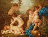 Putti harvesting Grapes (Allegory of Autumn) by called le Jeune Louis Lagrenée, Oil on panel, offered Sep 2016