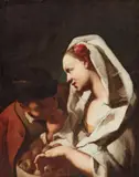 Domenico Maggiotto, Young Girl with a Basket of Fruit and a Peasant Boy, Oil on canvas (relined)