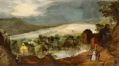 An Evening Landscape with a Couple by Joos de Momper, Oil on panel, offered Sep 2016