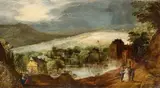 Joos de Momper, An Evening Landscape with a Couple