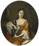 Constantijn Netscher, Portrait of a Princess with a Dog, Oil on canvas (relined)