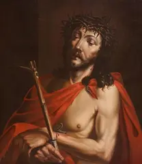 Netherlandish Caravaggist, Christ as the Man of Sorrows, Oil on canvas (relined)