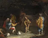 Netherlandish School, Peasants smoking and playing Music, Oil on panel