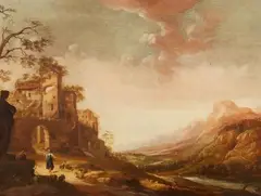 Southern Landscape with Shepherds by Netherlandish School 18th century, Oil on panel, offered Sep 2016