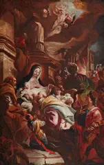 Austrian School 18th century, The Adoration of the Magi, Oil on canvas (relined)