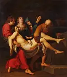 The Deposition of Christ after Domenichino by attributed to Johann Christoph Rincklake, Oil on canvas, mounted on wood, sold Sep 2016