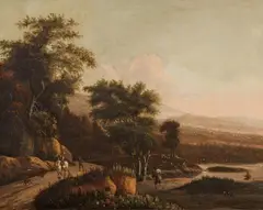 Willem Schellinks, Wooded Landscape with Travellers, Oil on canvas