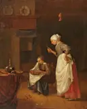 The Little Lace Maker by Pieter Cornelisz van Slingelandt, Oil on panel (parquetted), sold Sep 2016