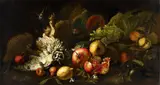 Simone del Tintore, Still Life with an Owl and a Pomegranate, Oil on canvas