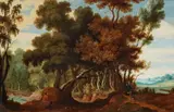 Landscape with Travellers by circle of Jan Wildens, Oil on panel, offered Sep 2016