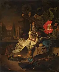 studio of Jan Weenix, Still Life with a Partridge in a Park Landscape, Oil on canvas