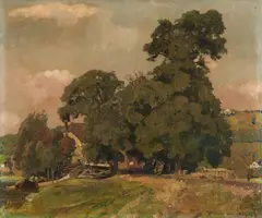 Eugen Bracht, Boathouse on the Ruhr, Oil on canvas