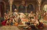 J.G. Délincourt, Harem Scene, Oil on canvas