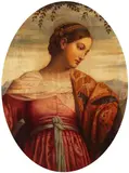 German School 19th century, Portrait of a Saint before a Mountainous Landscape, Oil on panel