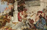 Oil Sketch "Il Decamerone" by copy after Giuseppe Lorenzo Gatteri Hans Makart, Oil on canvas, mounted on card, offered Sep 2016
