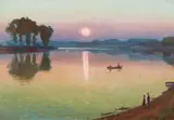 Charles Guilloux, A Lake at Dusk, Oil on card