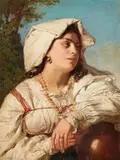 Ernst Hancke, A Young Italian Lady, Oil on canvas