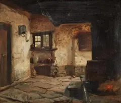 Karl Hübner, Moselkern, Oil on paper, laid down on card, mounted on panel
