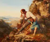 attributed to Carl Friedrich Lessing, The Robber and his Child, Oil on canvas (relined)