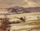 Fritz von Wille, Eifel Winter Landscape with Kerpen Castle