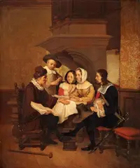 The Scholarly Lecture by Florent Willems, Oil on panel, sold Sep 2016