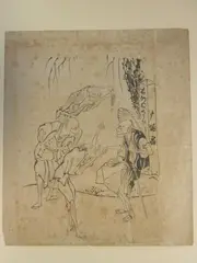Kubo Shunman, Various artists, Lot of three ôban, one aiban, one koban, four illustrated book pages and one hand drawing in ink