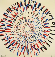 Ferdinand Kriwet, Poem Print (Textscheibe), 1971, Colour silkscreen on plastic foil