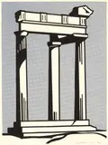 Roy Lichtenstein, Temple, 1964, Colour offset lithograph on paper