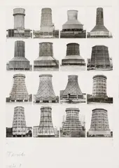 Bernd and Hilla Becher Hilla Becher Bernd Becher, Kühltürme, 1963-1969, 16 ferrotyped gelatin silver prints on Agfa paper, printed probably around 1971. Each approx