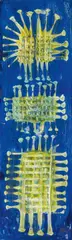 Blue Tower with Yellow & Green - Object Painting by Herbert Zangs, 1969, Mixed media on panel, sold Jun 2016