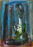 Neo Rauch, Männchen vor Industrielandschaft, 1988, Oil on fibreboard