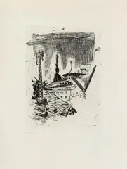 Einschnitt by Neo Rauch, 2010, Etching on cardboard, offered Jun 2016