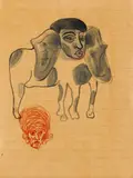 Rosemarie Trockel, Untitled, 1985, Mixed media on ruled paper
