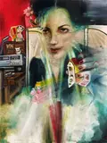 Andrea Lehmann, Wackelhaus, 2004, Mixed media, collaged, on canvas