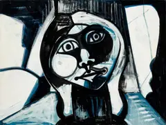 Johann Georg Müller, Frauenkopf, 1972, Oil on cardboard on canvas