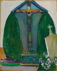 Kruzifix by Gabriele Münter, 1908, Oil on card, offered Jun 2016