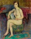 Hans Purrmann, Sitzender Akt, nach links (Weibliche Aktstudie)