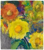 Rote und gelbe Blüten by Emil Nolde, Circa 1947/1948, Watercolour on Japan laid paper, offered Jun 2016