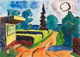 Sommermorgensonne by Karl Schmidt-Rottluff, 1963, Watercolour and brush and India ink on watercolour laid paper, sold Jun 2016