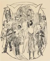 Das Theaterfoyer by Max Beckmann, 1922, Lithograph on wove paper, sold Jun 2016