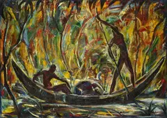 Im Dschungel (Die Dschunke) by Lorenz Bösken, Before 1924, Oil on canvas, sold Jun 2016