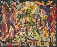 Untitled (Zwei Akte vor Stadtlandschaft) by Lorenz Bösken, Probably 1920s, Oil on canvas, sold Jun 2016