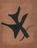 Georges Braque, Oiseau vert sur fond brun, 1962, Colour woodcut on Japan Imperiale