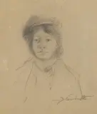 Lovis Corinth, Porträt der Frau des Künstlers, 1903, Pencil drawing on heavy grey cardboard