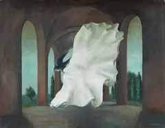 Edgar Ende, Tuch mit Schwalbe, 1946, Oil on canvas